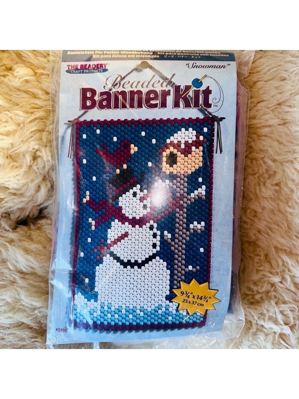 NOS Vintage 2001 The Beadery Craft Products Beaded Banner Kit SNOWMAN